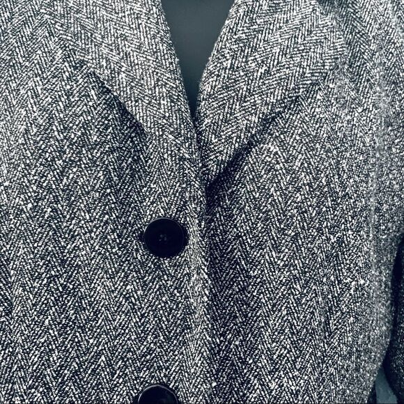 Stephanie Andrews Black & White Tweed Wool Blend Blazer Size Medium - Picture 4 of 12